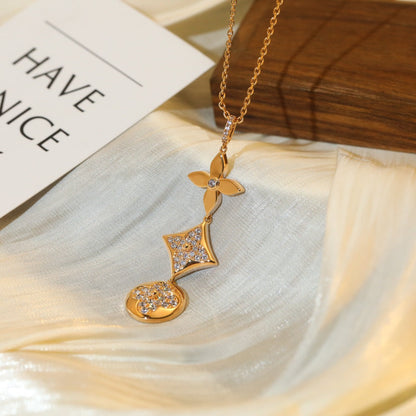 [Together Jewelry]STAR AND SUN DIAMOND PINK GOLD NECKLACE