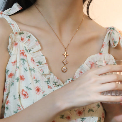 [Together Jewelry]STAR AND SUN DIAMOND PINK GOLD NECKLACE
