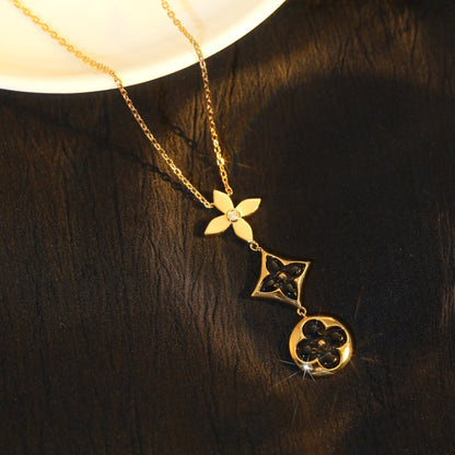 [Together Jewelry]STAR AND SUN ONYX PINK GOLD NECKLACE