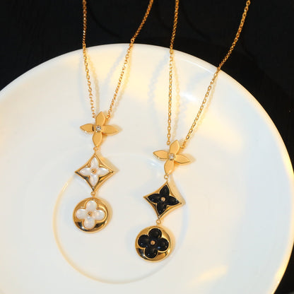 [Together Jewelry]STAR AND SUN ONYX PINK GOLD NECKLACE
