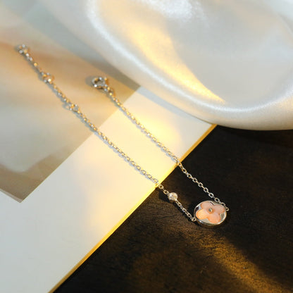[Together Jewelry]SUN MOTIF PINK MOP SILVER BRACELET