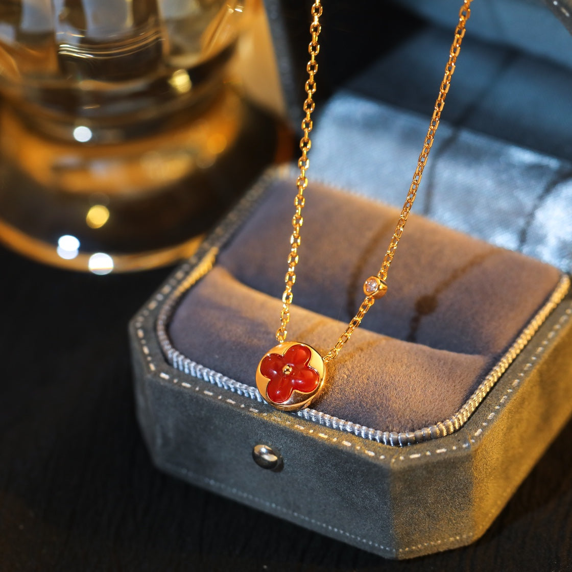 [Together Jewelry]SUN PEDANT PINK GOLD 1 DIAMOND NECKLACE