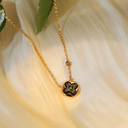 [Together Jewelry]SUN PEDANT PINK GOLD 1 DIAMOND NECKLACE