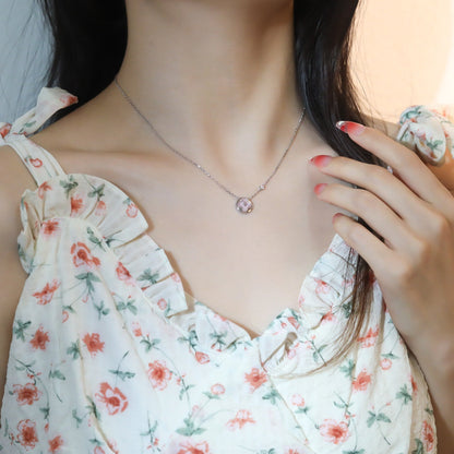[Together Jewelry]SUN PEDANT PINK GOLD 1 DIAMOND NECKLACE