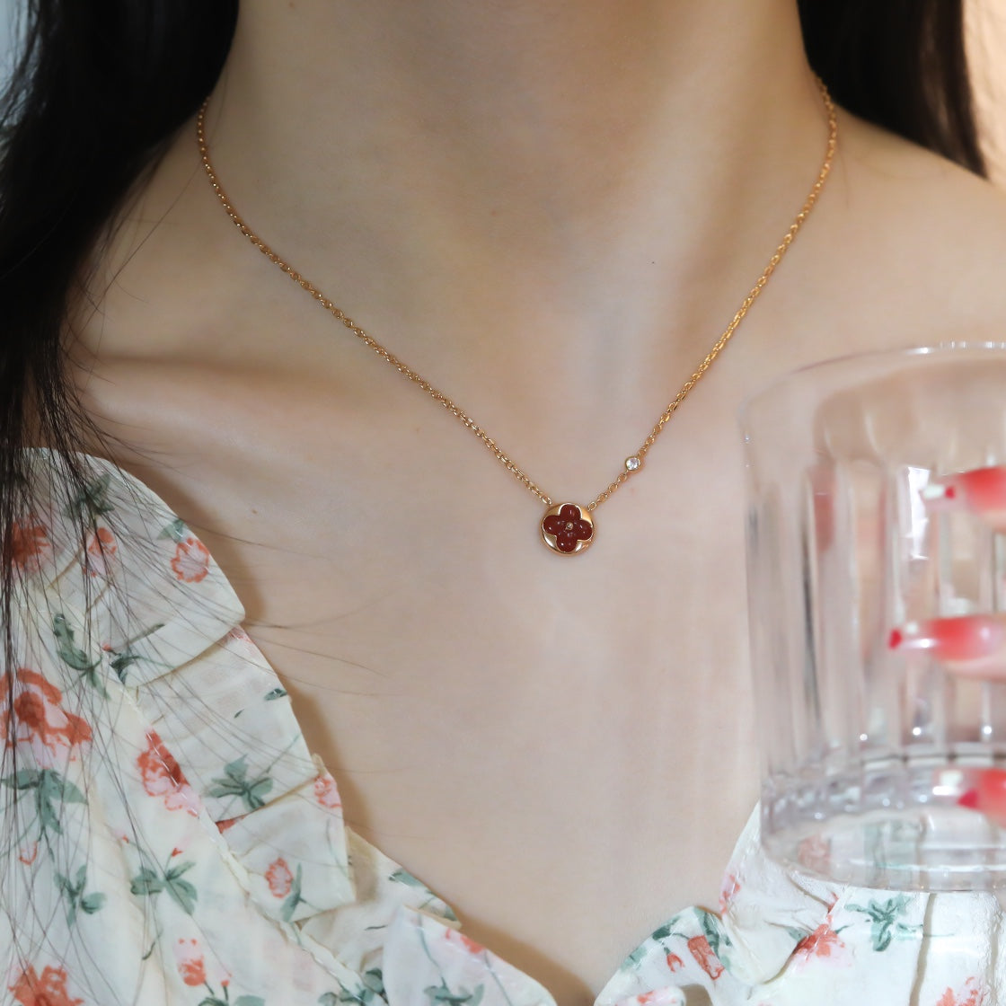 [Together Jewelry]SUN PEDANT PINK GOLD 1 DIAMOND NECKLACE