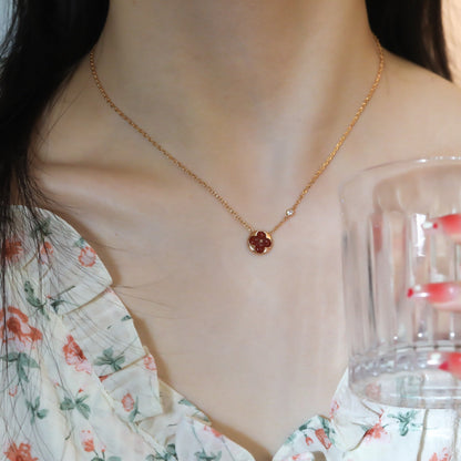 [Together Jewelry]SUN PEDANT PINK GOLD 1 DIAMOND NECKLACE