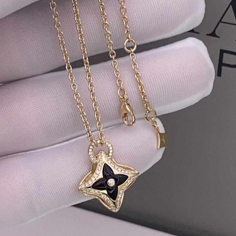 [Together Jewelry]STAR PEDANT PINK GOLD DIAMOND NECKLACE