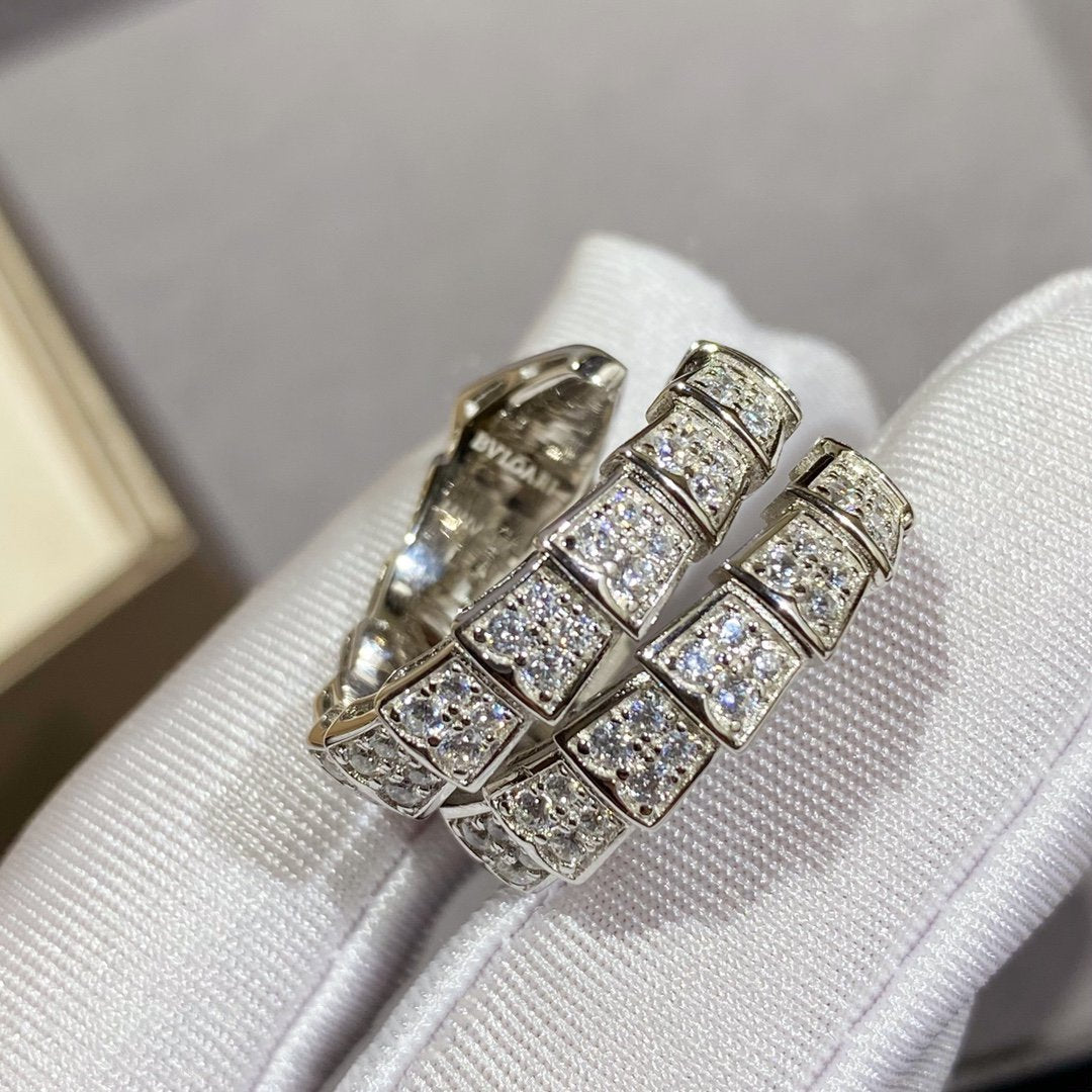 [Together Jewelry]SERPENTI DOUBLE RING SILVER DIAMOND PAVED