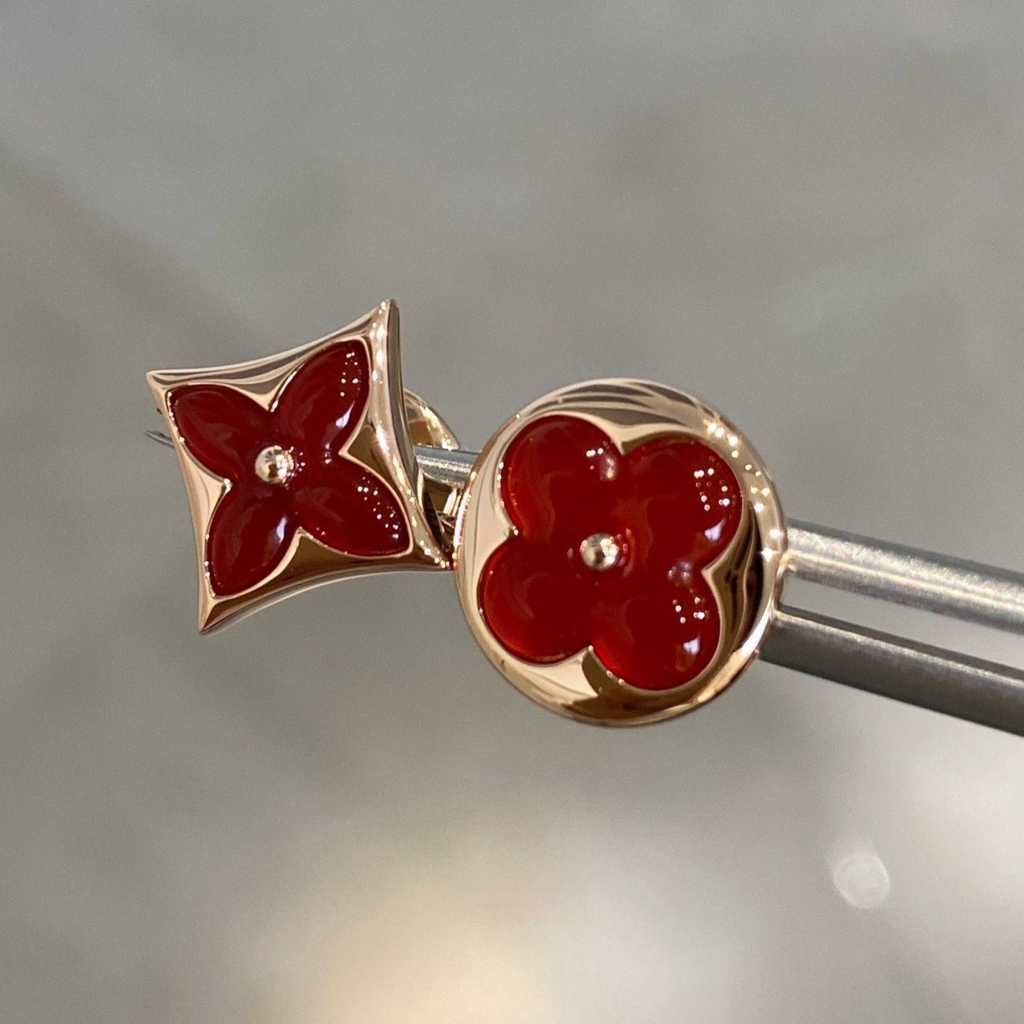 [Together Jewelry]STAR AND SUN PINK GOLD CARNELIAN STUD EARRINGS