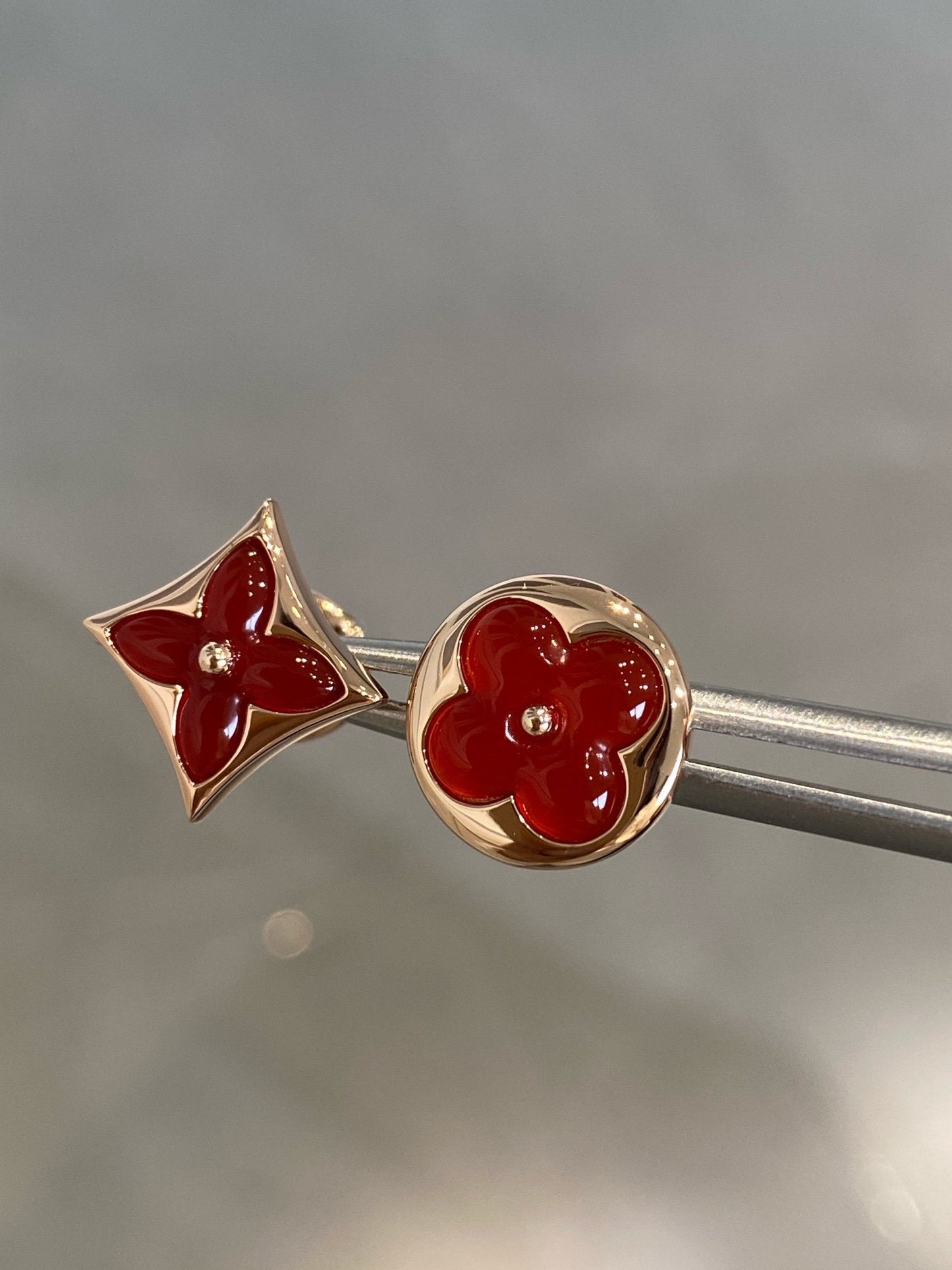 [Together Jewelry]STAR AND SUN PINK GOLD CARNELIAN STUD EARRINGS