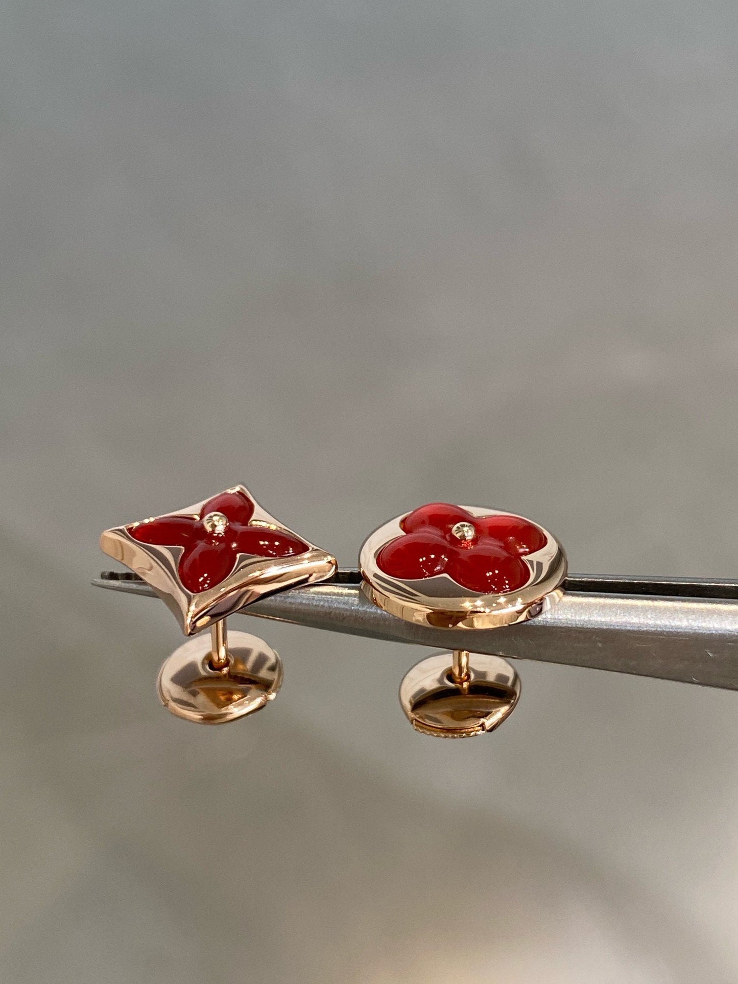 [Together Jewelry]STAR AND SUN PINK GOLD CARNELIAN STUD EARRINGS