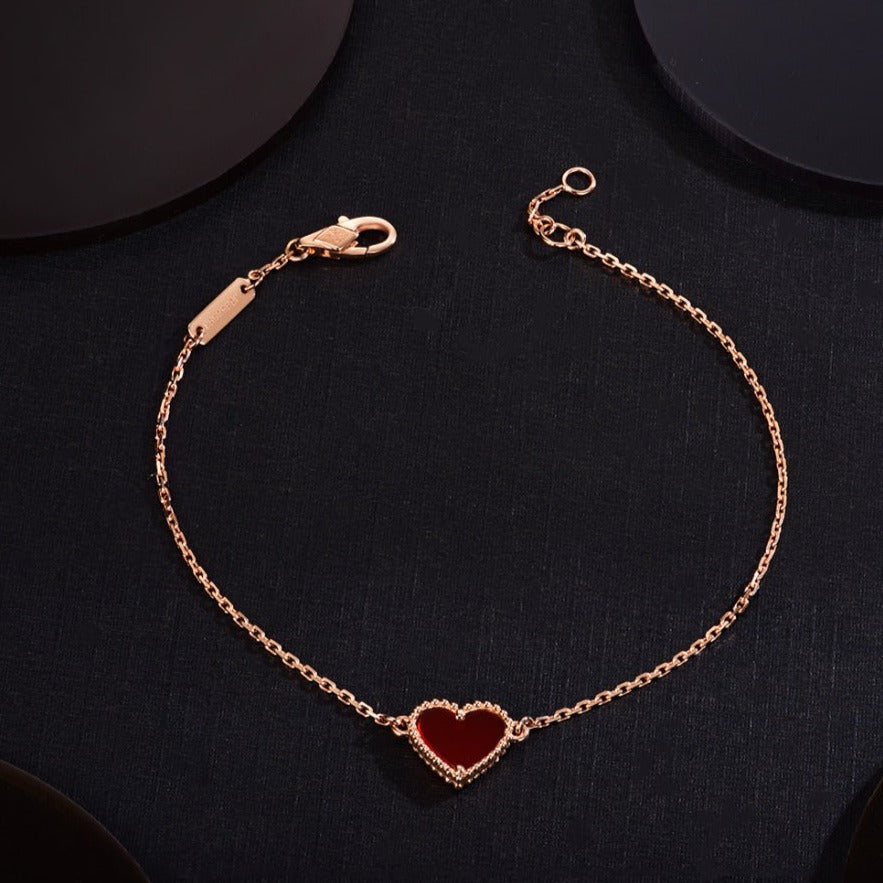 [Together]HEART CARNELIAN PINK GOLD BRACELET