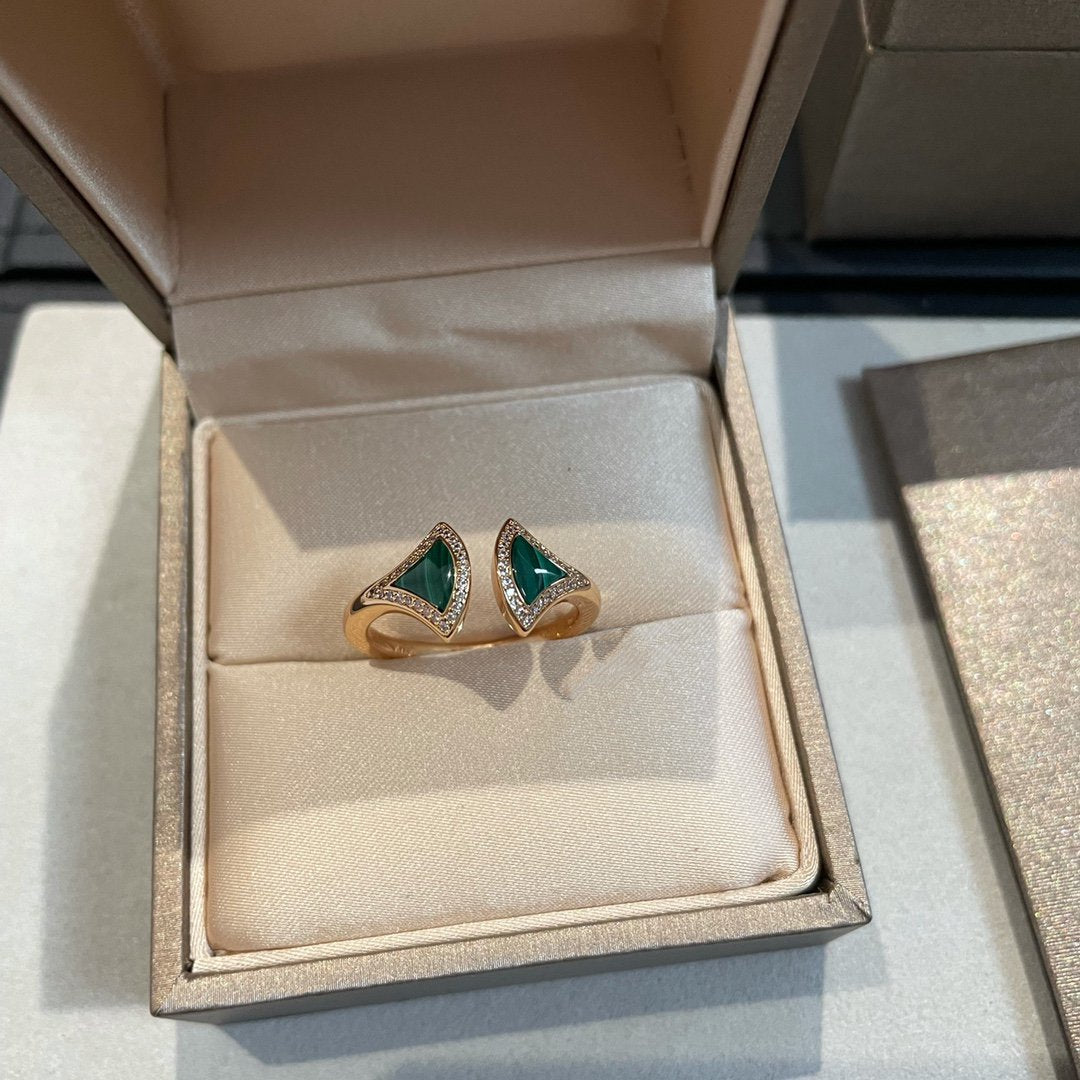 [Together Jewelry]DREAM MALACHITE DIAMOND OPEN RING