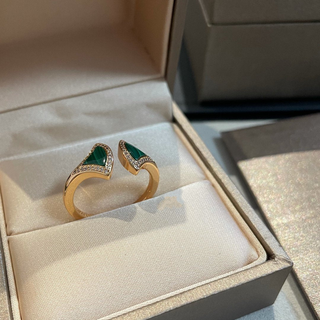 [Together Jewelry]DREAM MALACHITE DIAMOND OPEN RING