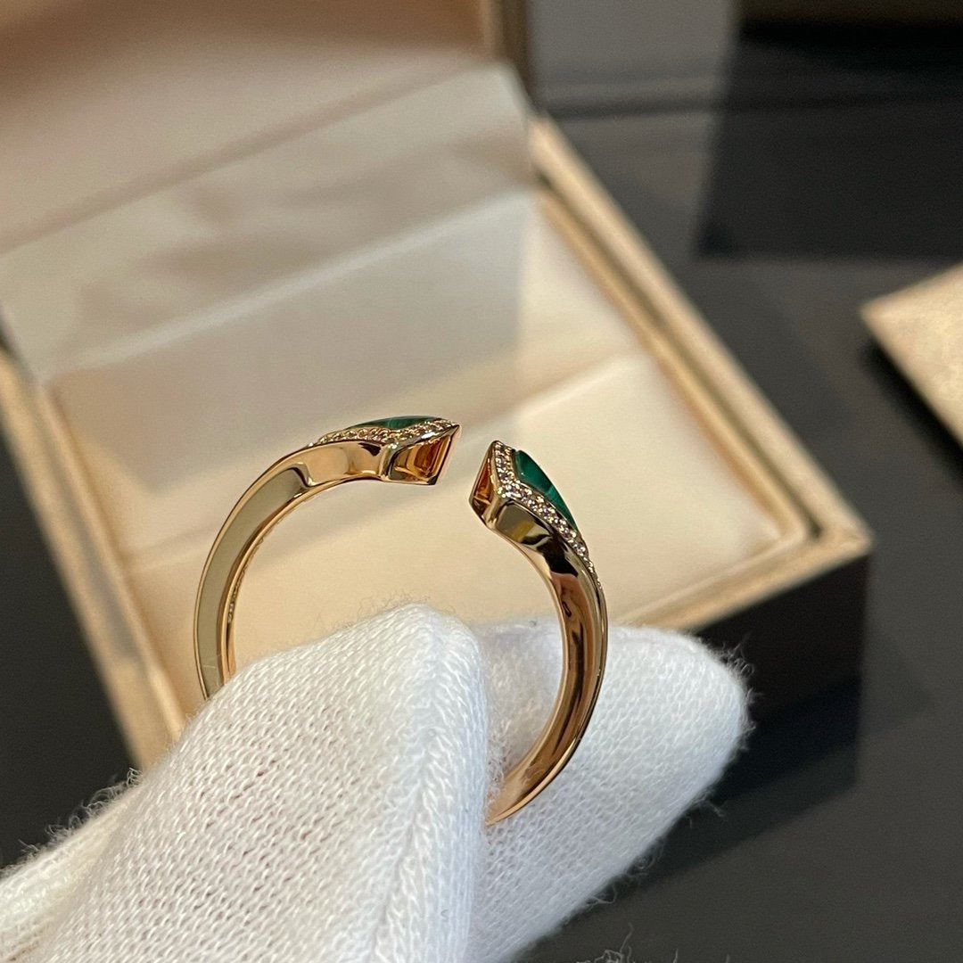 [Together Jewelry]DREAM MALACHITE DIAMOND OPEN RING