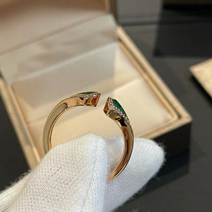[Together Jewelry]DREAM MALACHITE DIAMOND OPEN RING