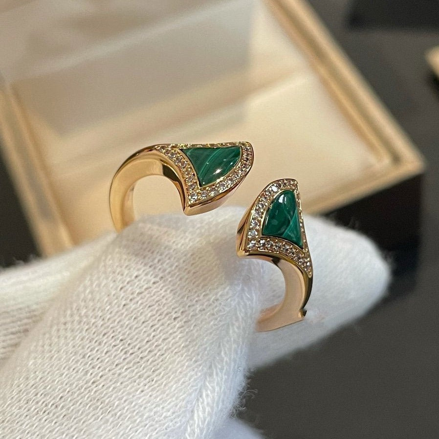 [Together Jewelry]DREAM MALACHITE DIAMOND OPEN RING