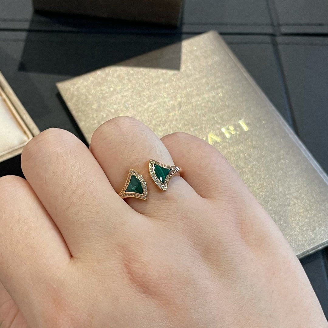 [Together Jewelry]DREAM MALACHITE DIAMOND OPEN RING