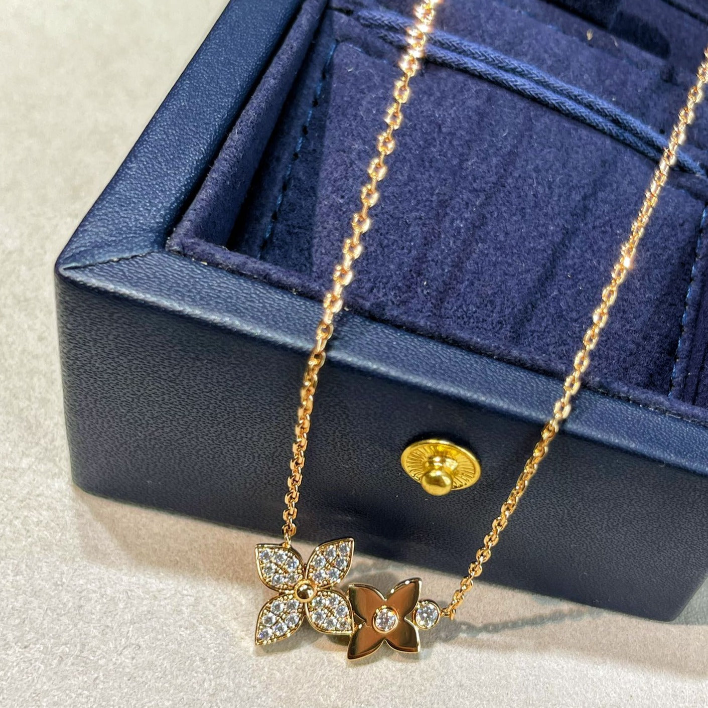[Together Jewelry]STAR BLOSSOM NECKLACE PINK GOLD DIAMONDS