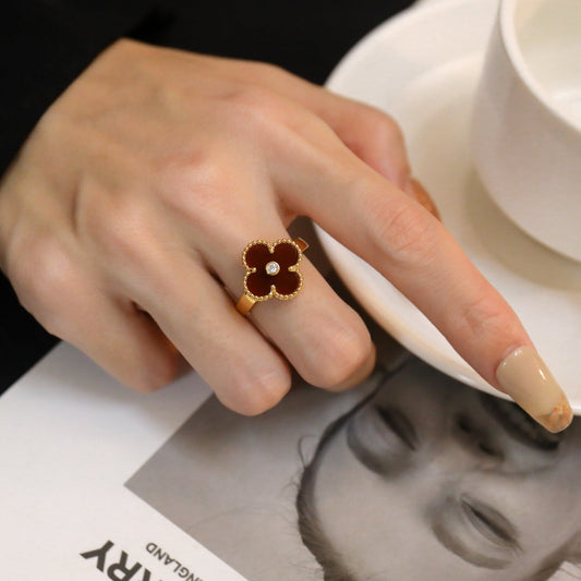 [Together]CLOVER CARNELIAN RING ROSE GOLD DIAMOND