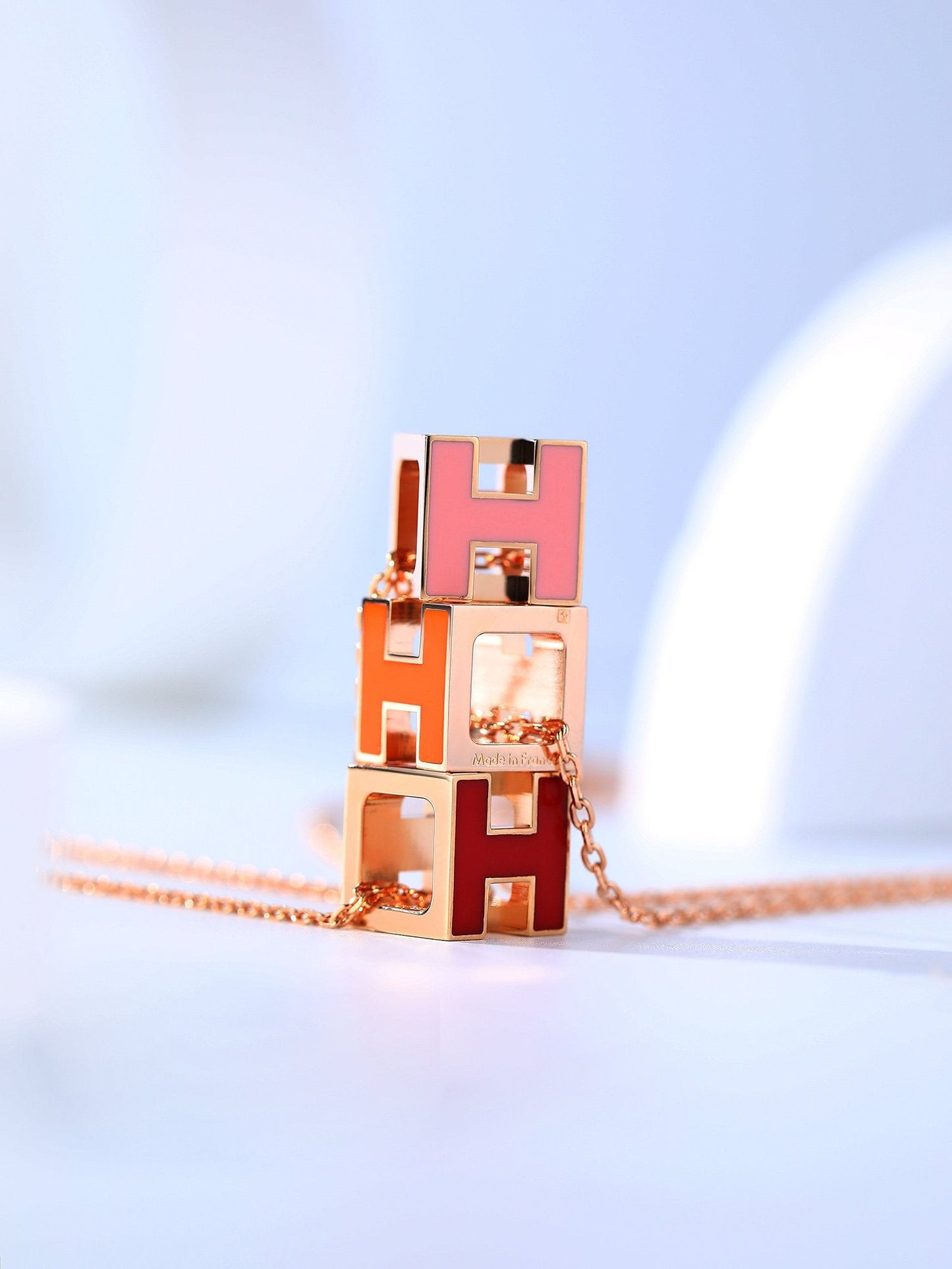 [Together Jewelry]H CAGE PINK GOLD NECKLACE