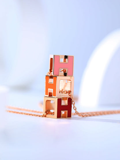 [Together Jewelry]H CAGE PINK GOLD NECKLACE