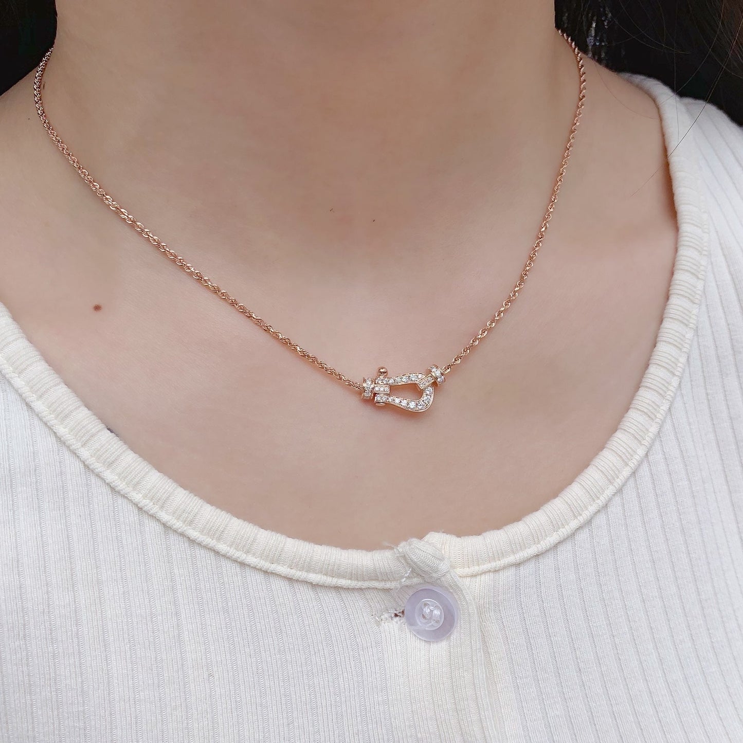 [Together Jewelry]FORCE 10 PINK GOLD DIAMOND NECKLACE