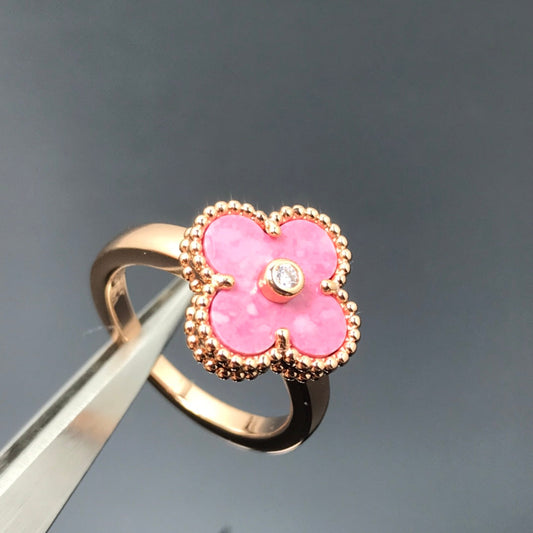 [Together]CLOVER RHODONITE ROSE GOLD RING