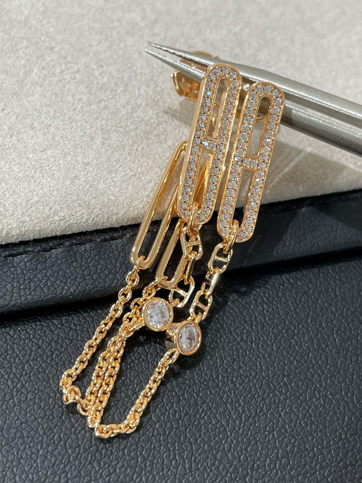 [Together Jewelry]CHAINE CHAOS DIAMOND DROP EARRINGS