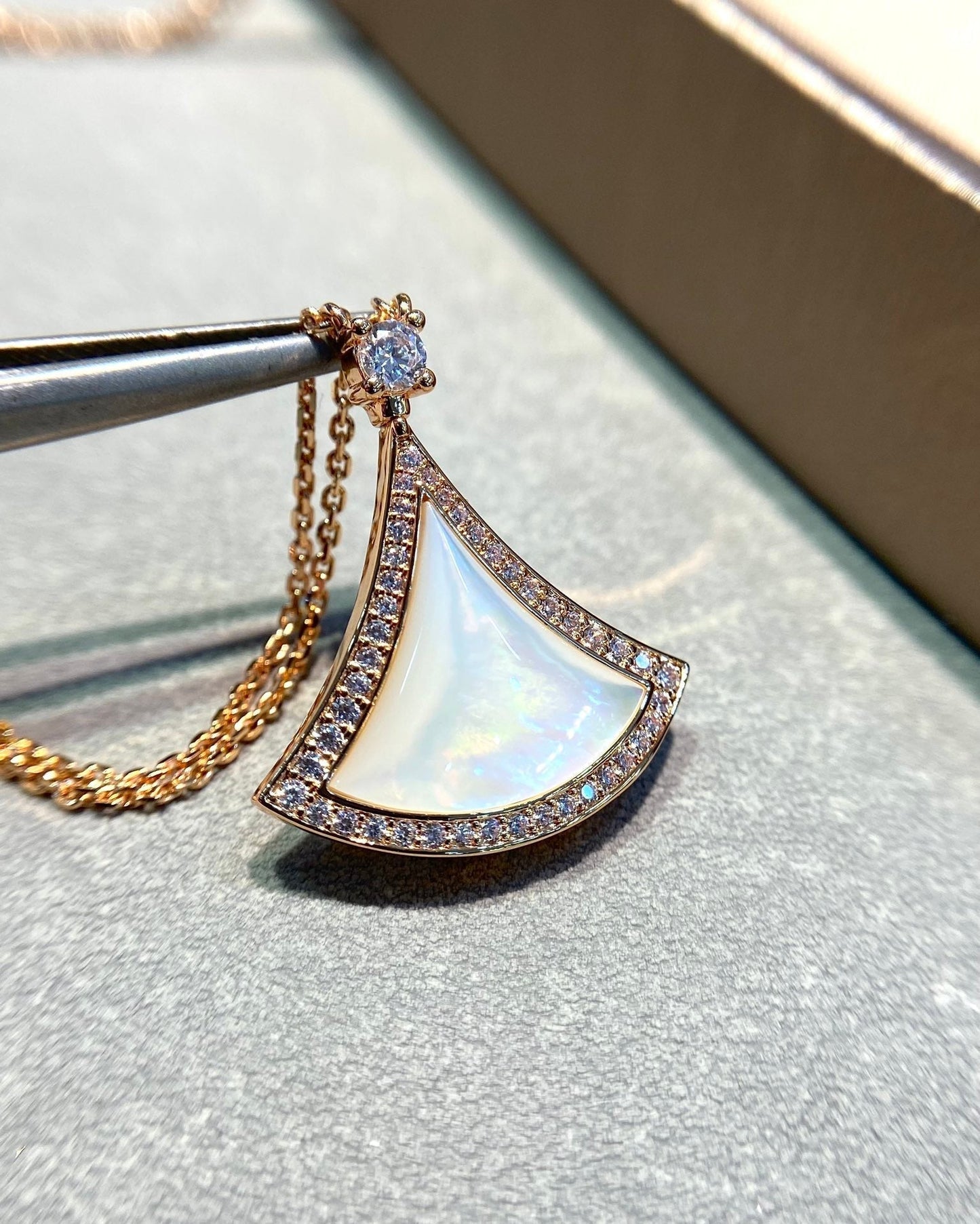 [Together Jewelry]DREAM MOP DIAMOND PAVED PINK GOLD NECKLACE