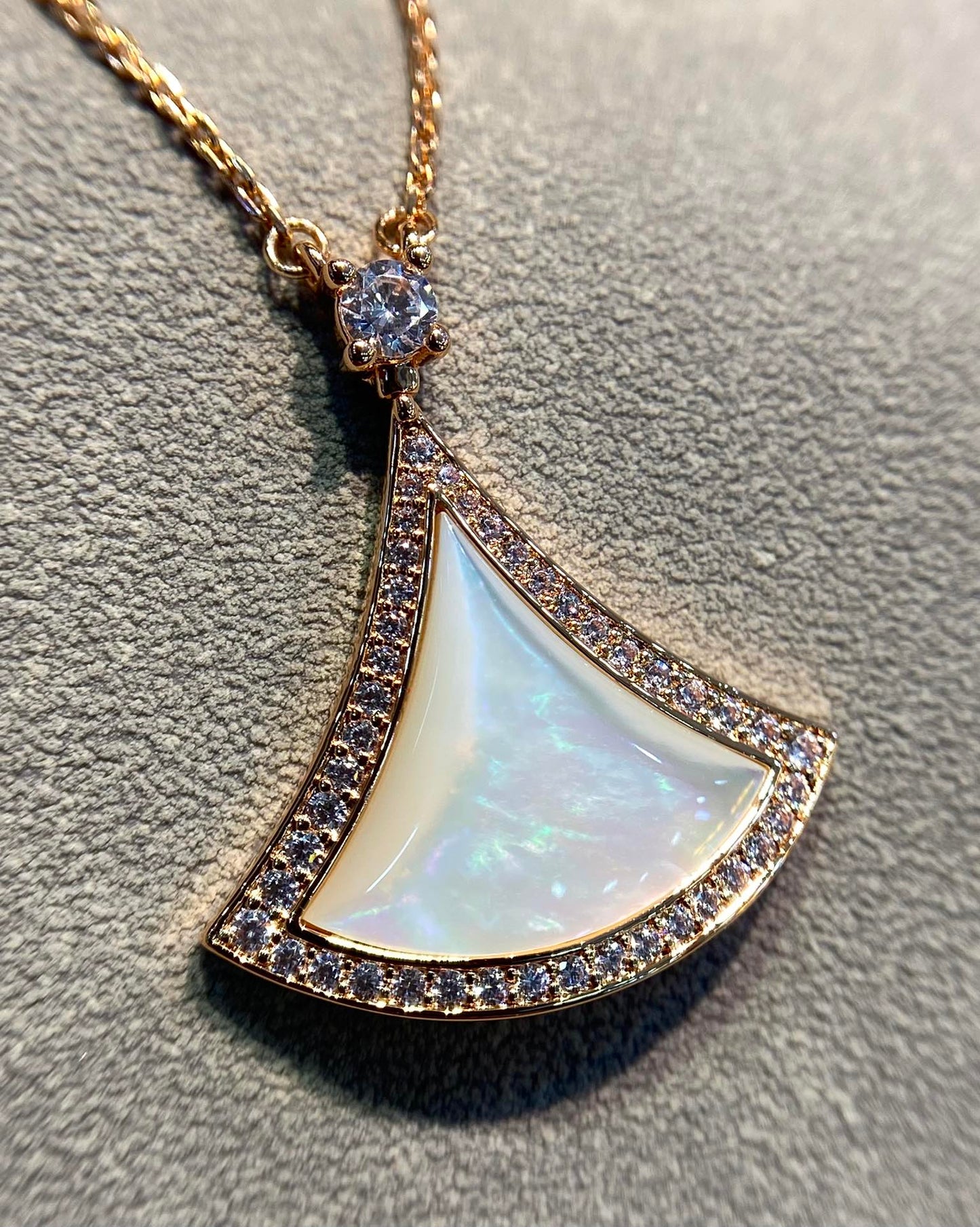[Together Jewelry]DREAM MOP DIAMOND PAVED PINK GOLD NECKLACE