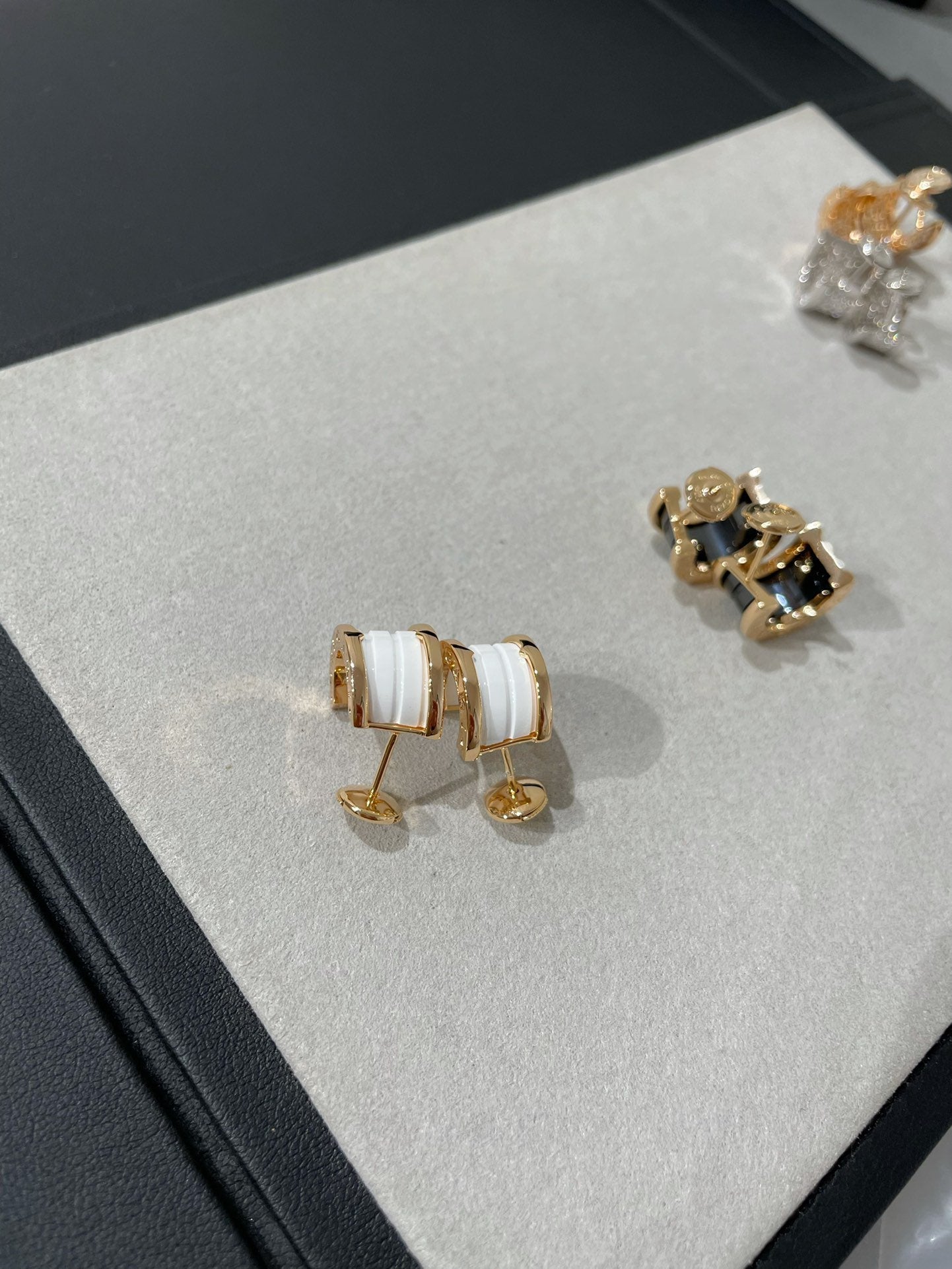 [Together Jewelry]ZERO 1 PINK GOLD CERAMIC EARRINGS