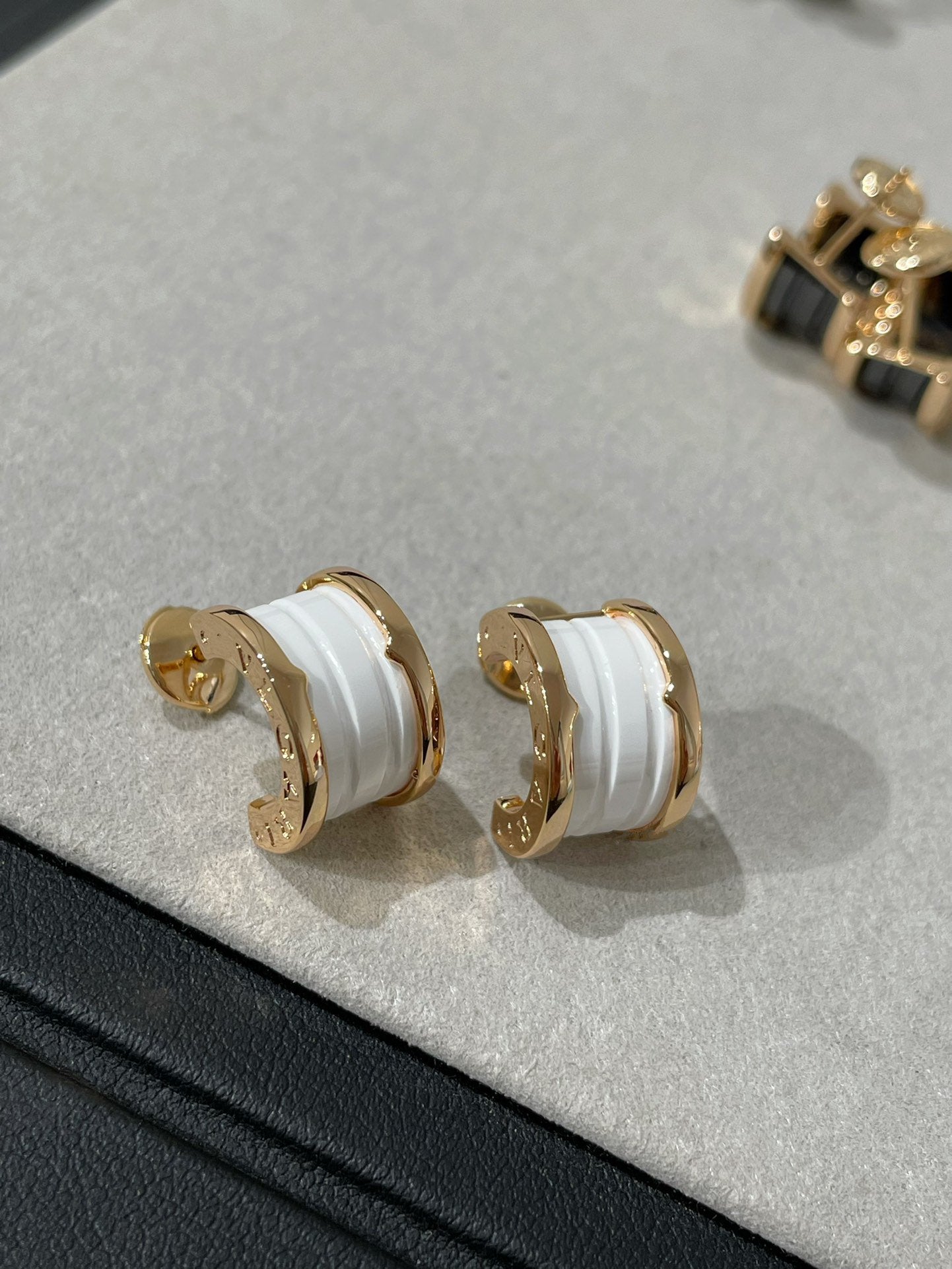 [Together Jewelry]ZERO 1 PINK GOLD CERAMIC EARRINGS