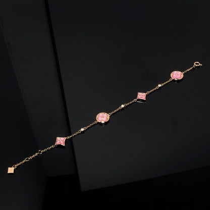 [Together Jewelry]STAR AND SUN 4 MOTIF PINK MOP PINK GOLD BRACELET