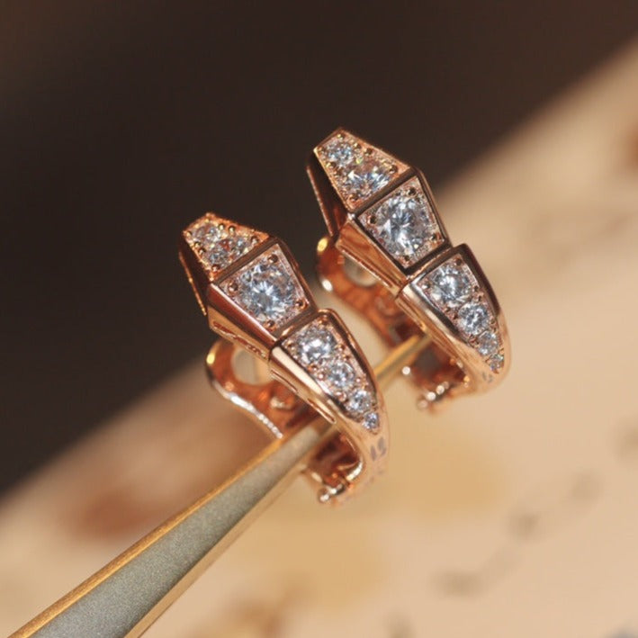 [Together Jewelry]SERPENT PINK GOLD DIAMOND EARRINGS
