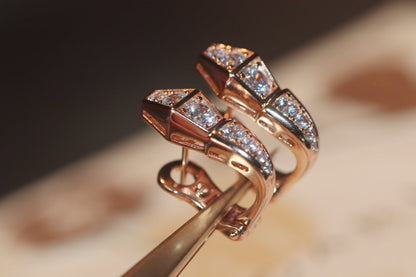 [Together Jewelry]SERPENT PINK GOLD DIAMOND EARRINGS