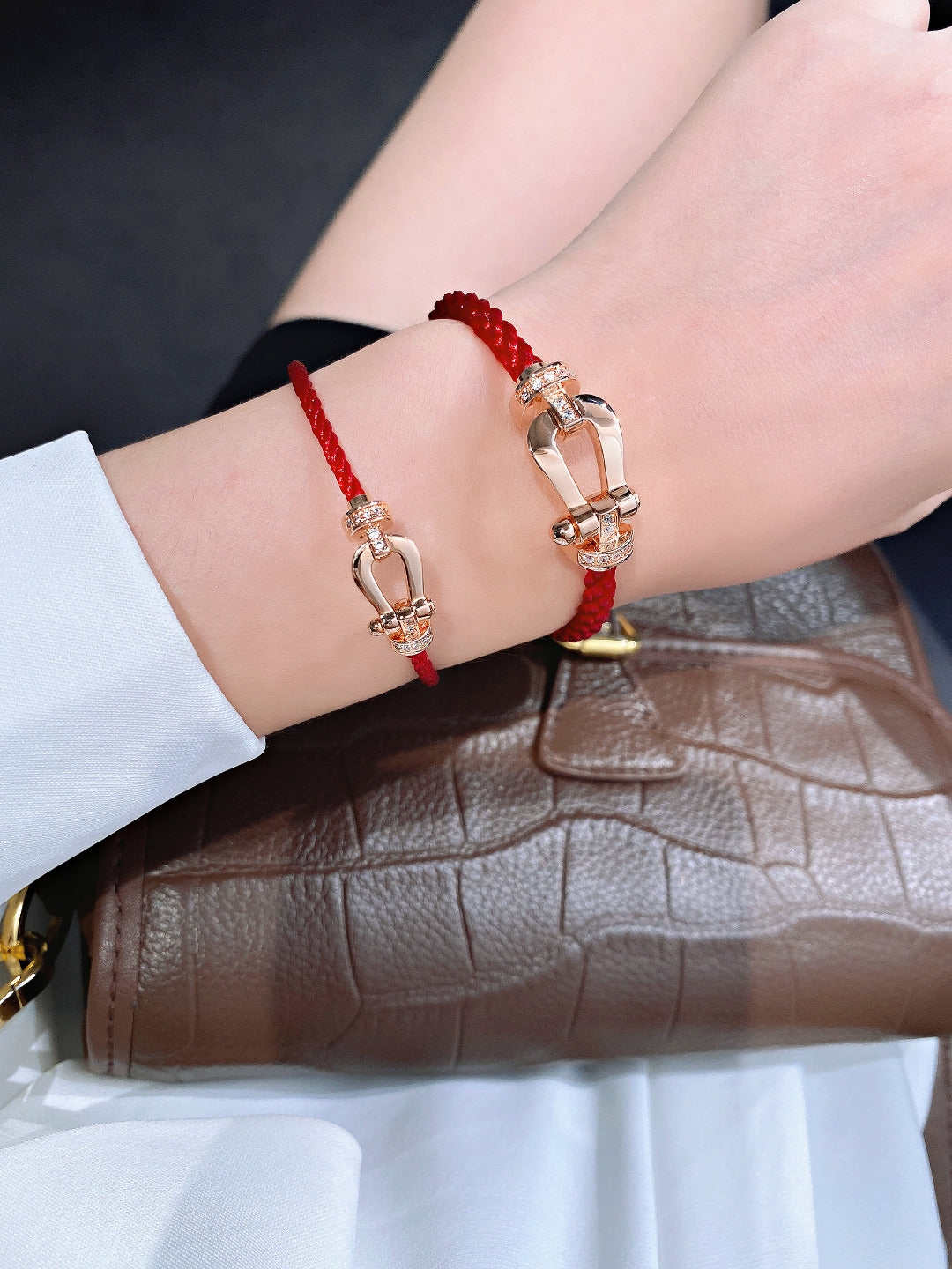 [Together Jewelry]FORCE 10 HALF DIAMOND PINK GOLD RED CORDERI LARGE AND MEDIUM MODEL