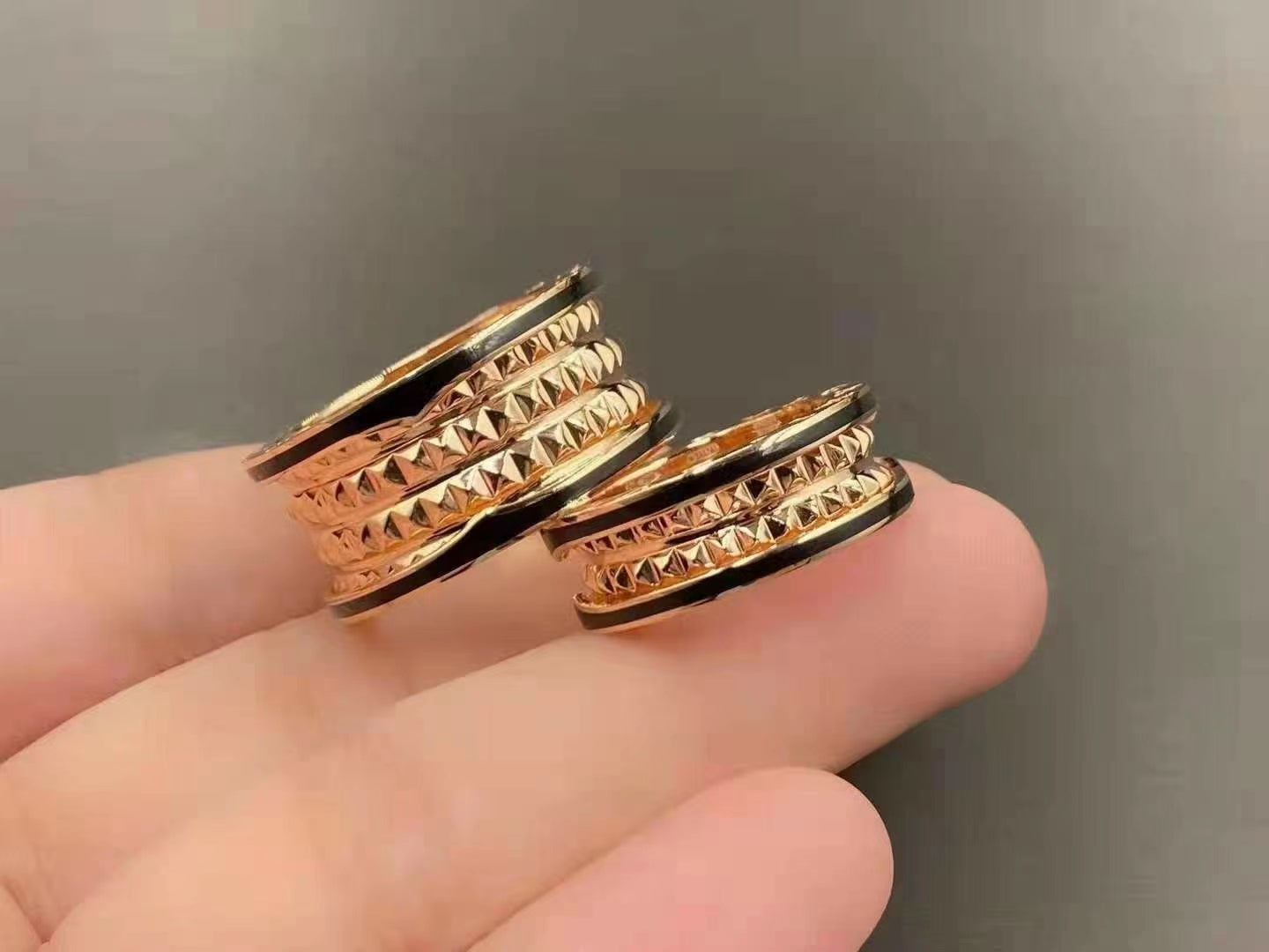 [Together Jewelry]ZERO 1 ROCK BLACK CERAMIC PINK GOLD LARGE MODEL