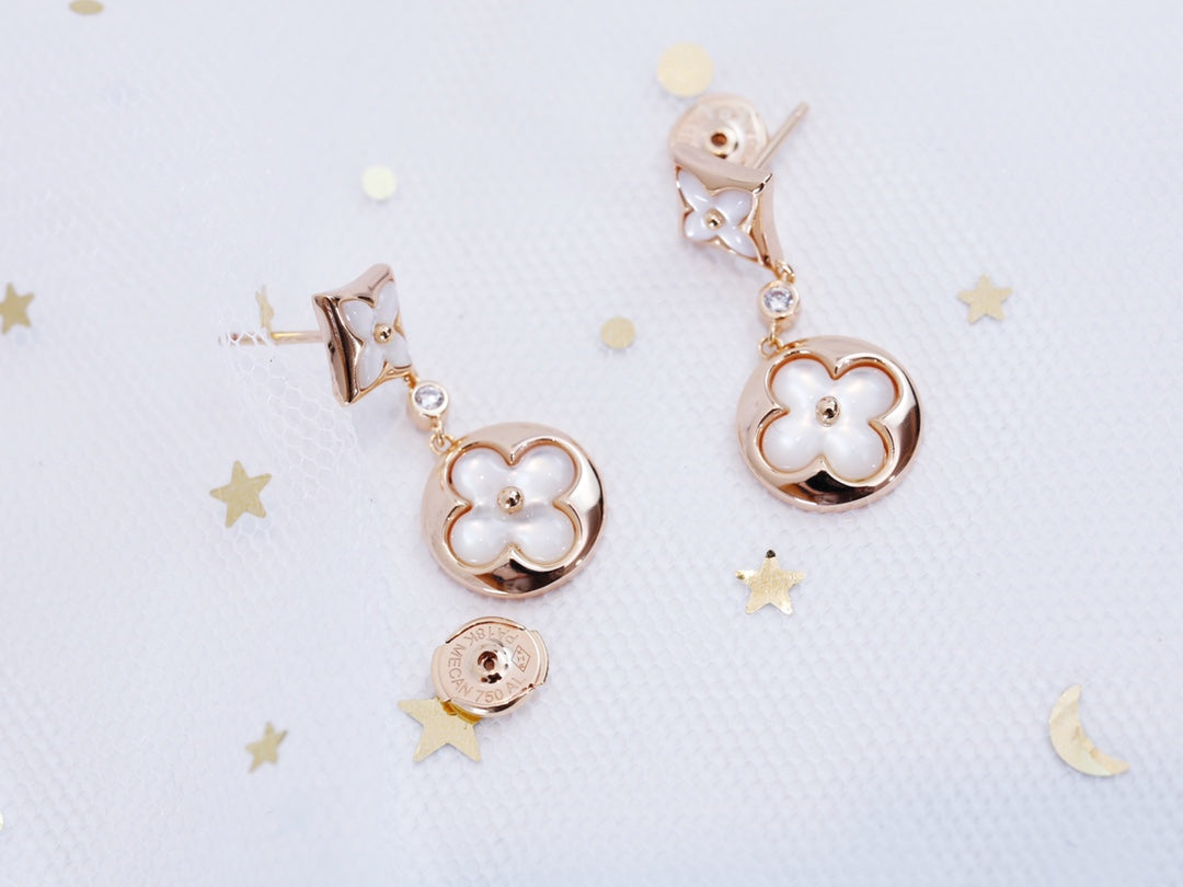 [Together Jewelry]STAR AND SUN PINK GOLD MOP DROP EARRINGS