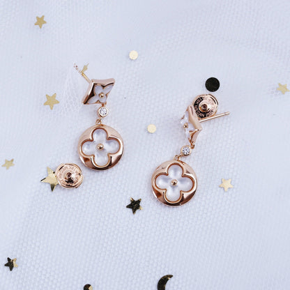 [Together Jewelry]STAR AND SUN PINK GOLD MOP DROP EARRINGS