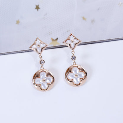 [Together Jewelry]STAR AND SUN PINK GOLD MOP DROP EARRINGS