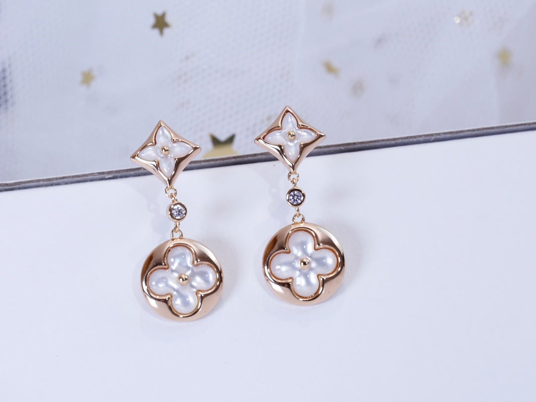 [Together Jewelry]STAR AND SUN PINK GOLD MOP DROP EARRINGS