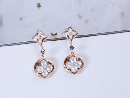[Together Jewelry]STAR AND SUN PINK GOLD MOP DROP EARRINGS