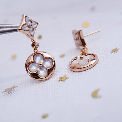 [Together Jewelry]STAR AND SUN PINK GOLD MOP DROP EARRINGS
