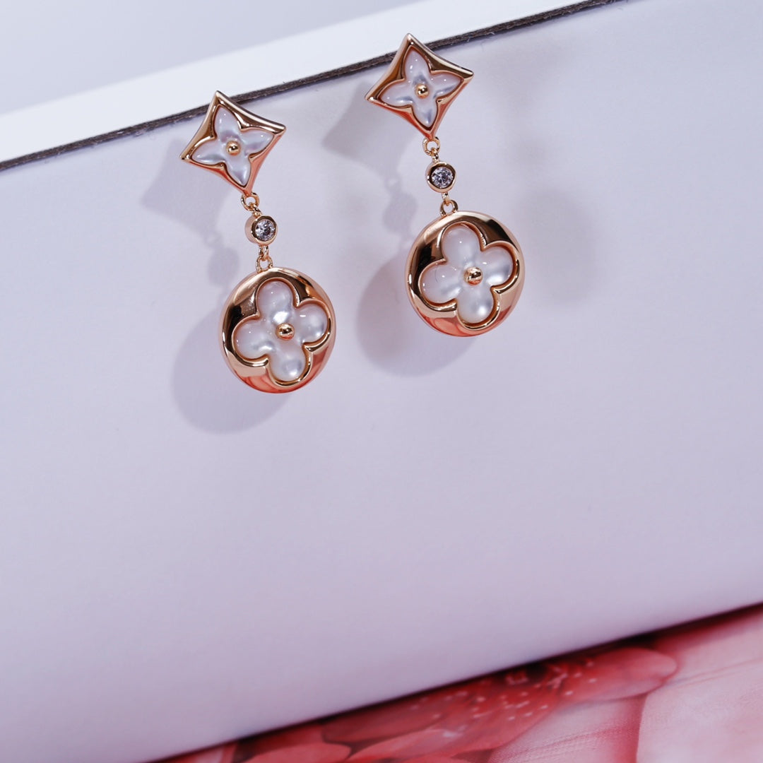 [Together Jewelry]STAR AND SUN PINK GOLD MOP DROP EARRINGS