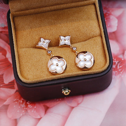 [Together Jewelry]STAR AND SUN PINK GOLD MOP DROP EARRINGS