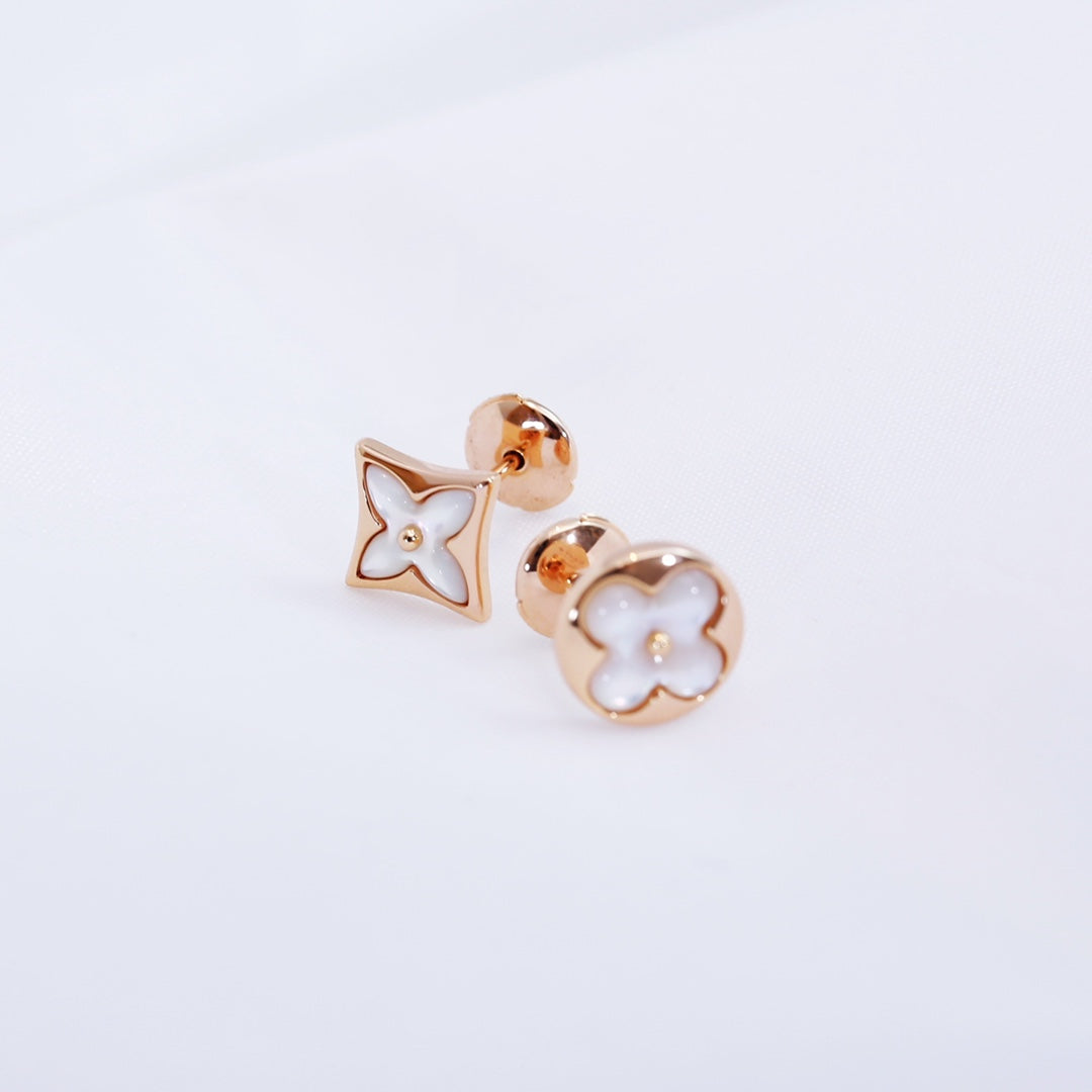 [Together Jewelry]STAR AND SUN PINK GOLD MOP STUD EARRINGS