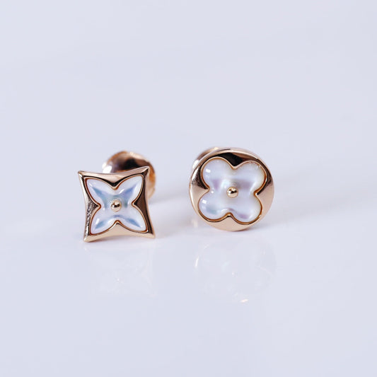 [Together Jewelry]STAR AND SUN PINK GOLD MOP STUD EARRINGS