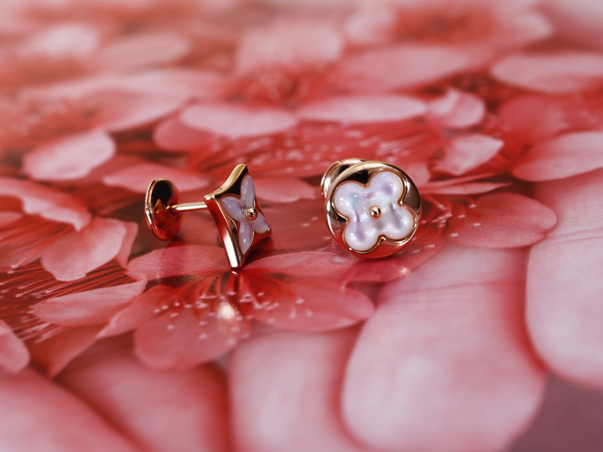[Together Jewelry]STAR AND SUN PINK GOLD MOP STUD EARRINGS