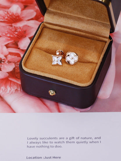 [Together Jewelry]STAR AND SUN PINK GOLD MOP STUD EARRINGS